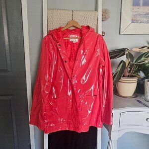 Xhilaration Raincoat | Size Large | Orangey Red Hooded Waterproof Jacket